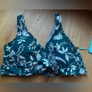 Sea Level Swim Australia Cross Front Multifit Bra Top Emerald Green Size 14 NWT